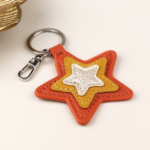 Orange Mix Faux Leather Star Keyring by Peace of Mind